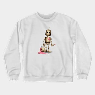 Robot with pink heart Crewneck Sweatshirt